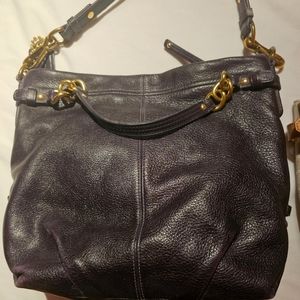 Leather dark purple coach purse